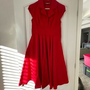Eshakti vintage red dress with pockets cotton poplin sz S/4